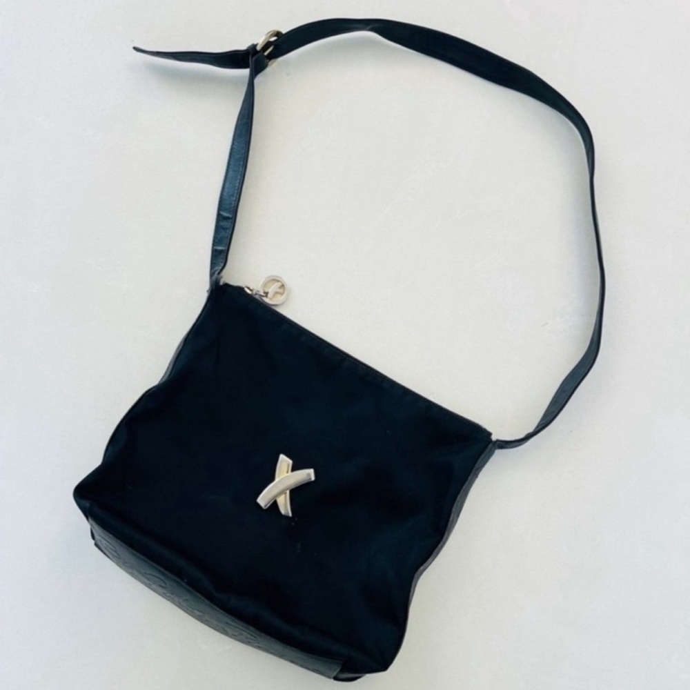 Paloma Picasso Black Nylon Leather Shoulder Bag